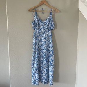 Topshop floral midi dress with front slit and side cutouts